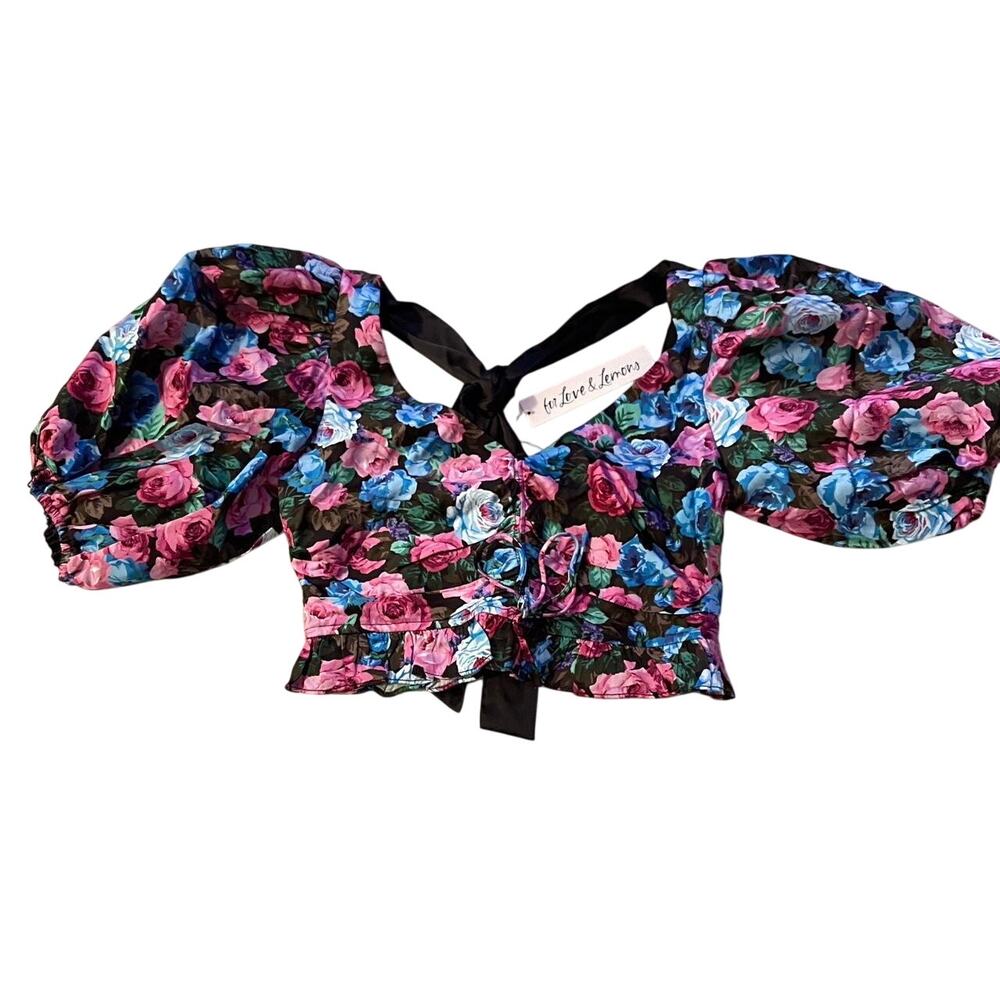 For Love & Lemons Maggie Floral Crop Top - Picture 2 of 6